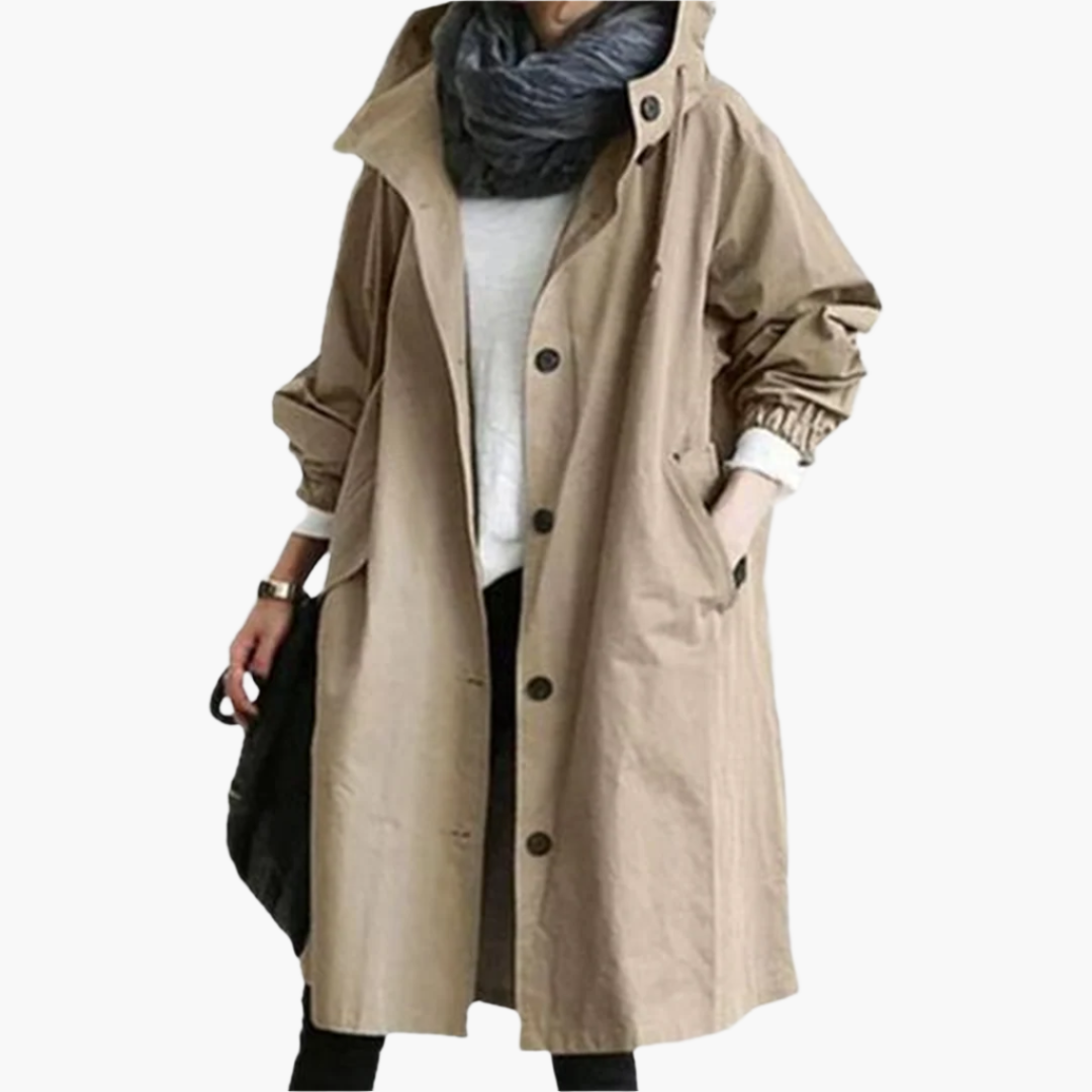 Women's Long Waterproof Raincoat – Stylish All-Season Hooded Trench for Everyday Use