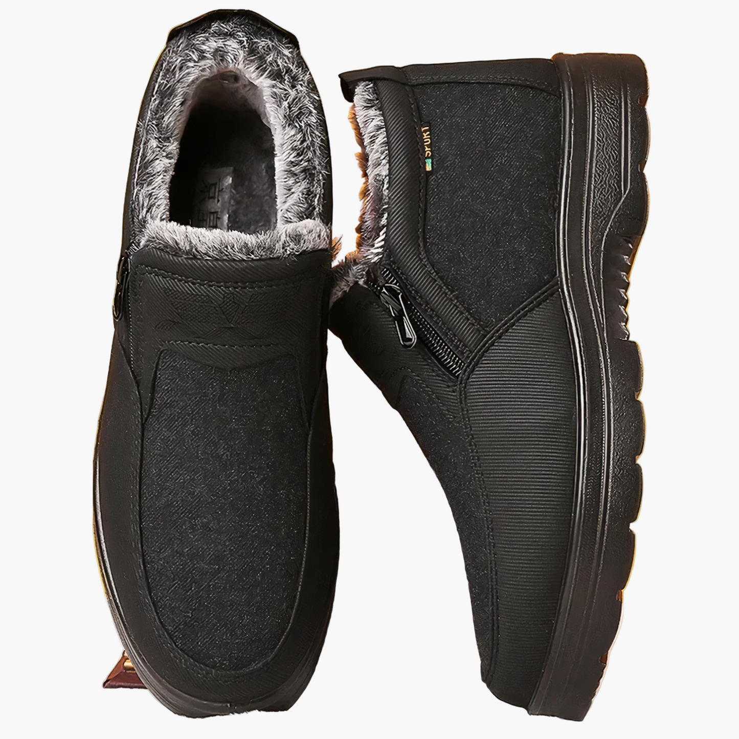 Men's Orthopedic Winter Walking Boots - Supportive Anti-Slip Fur Lined Casual Shoes