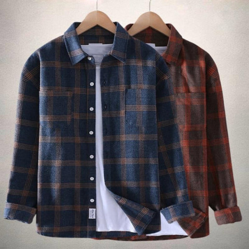 Men's Classic Plaid Flannel Button-Up Casual Shirt
