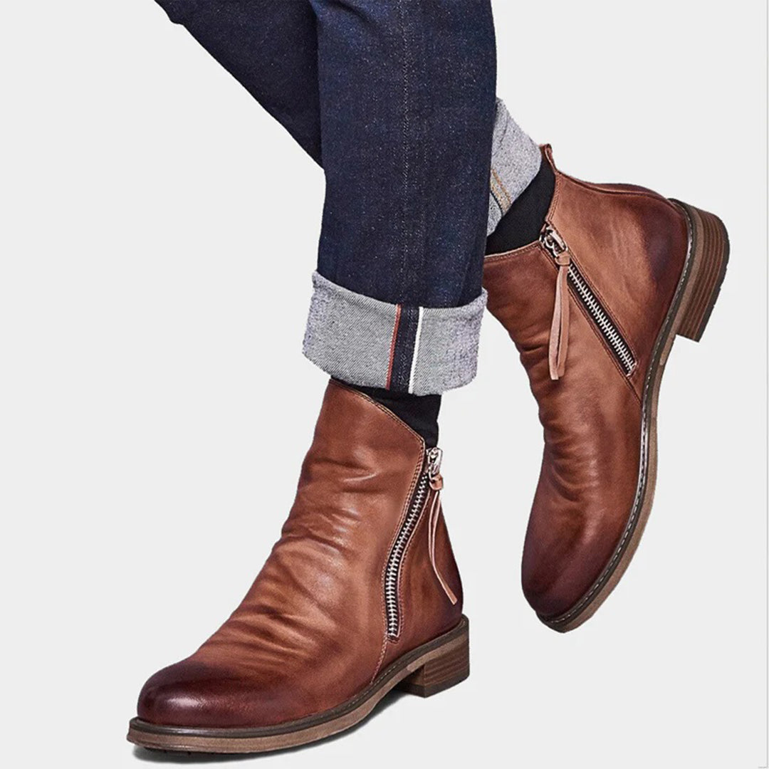 Men's Classic Ankle Boots with Side Zip – Sleek Urban Style & Everyday Comfort