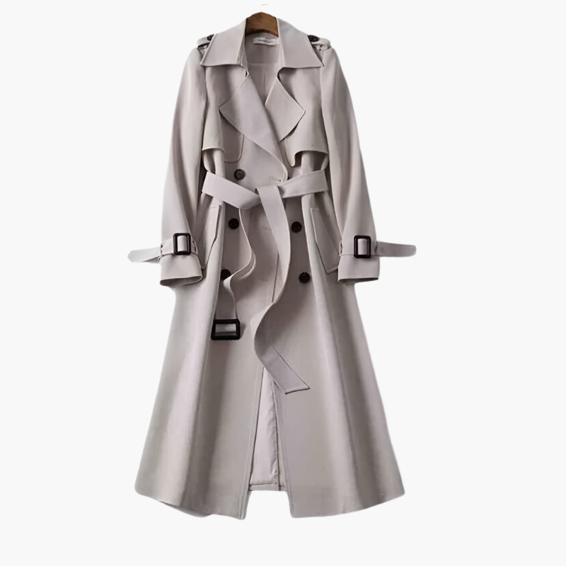 Women's Elegant Long Trench Coat – Classic Double-Breasted Style for All Occasions