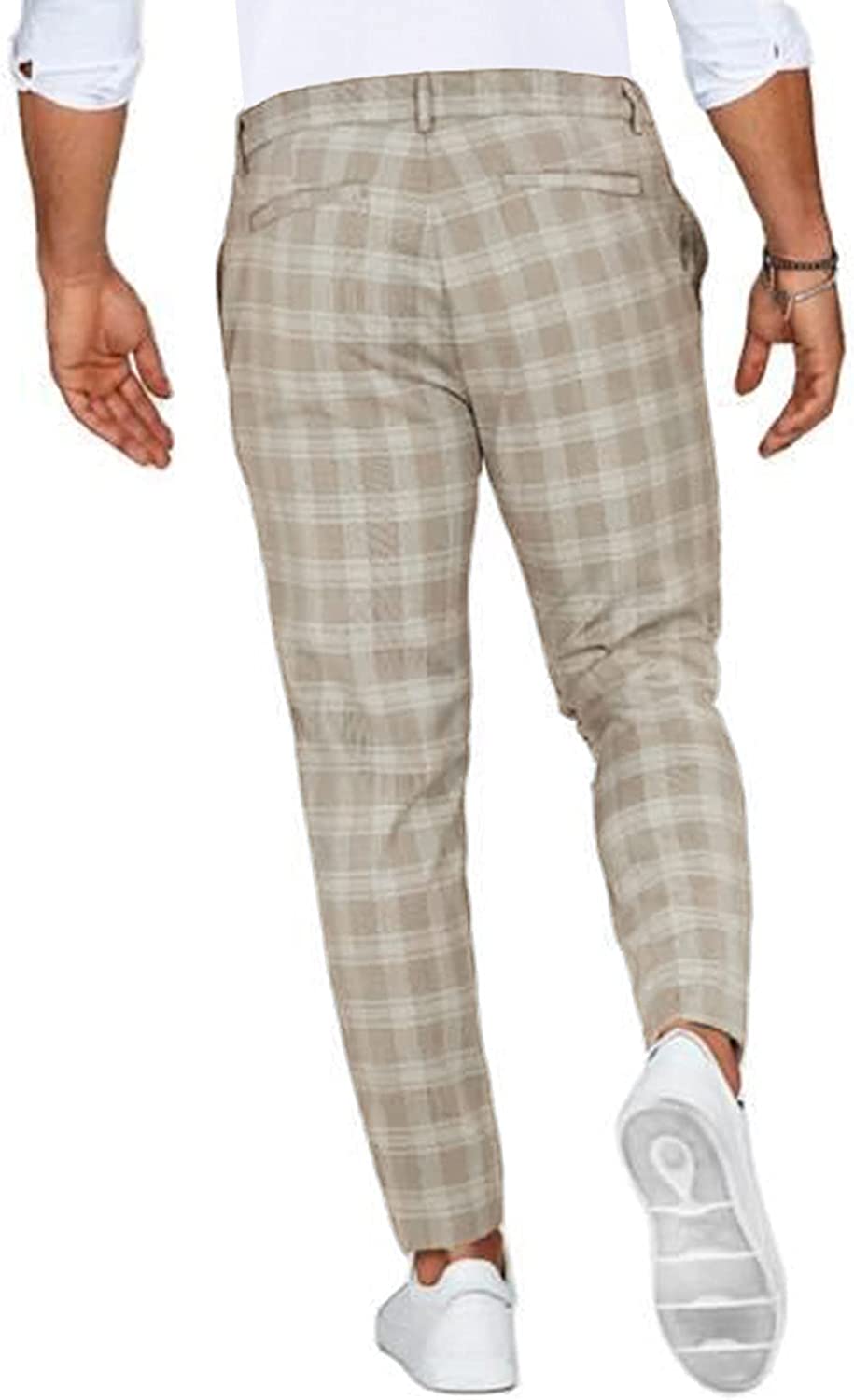 Men's Slim Fit Plaid Casual Chino Pants – Trendy Checkered Trousers for Everyday Style