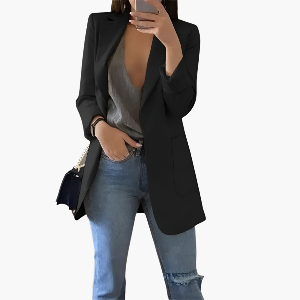 Women's Elegant Long Blazer – Versatile Tailored Office & Casual Jacket