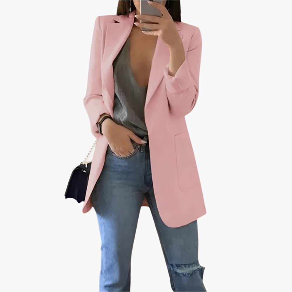 Women's Elegant Long Blazer – Versatile Tailored Office & Casual Jacket