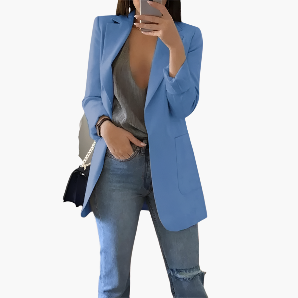 Women's Elegant Long Blazer – Versatile Tailored Office & Casual Jacket