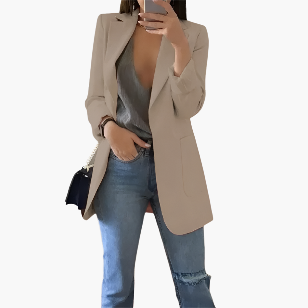 Women's Elegant Long Blazer – Versatile Tailored Office & Casual Jacket