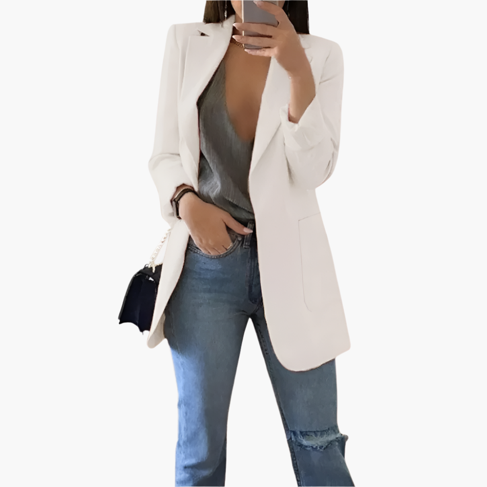 Women's Elegant Long Blazer – Versatile Tailored Office & Casual Jacket