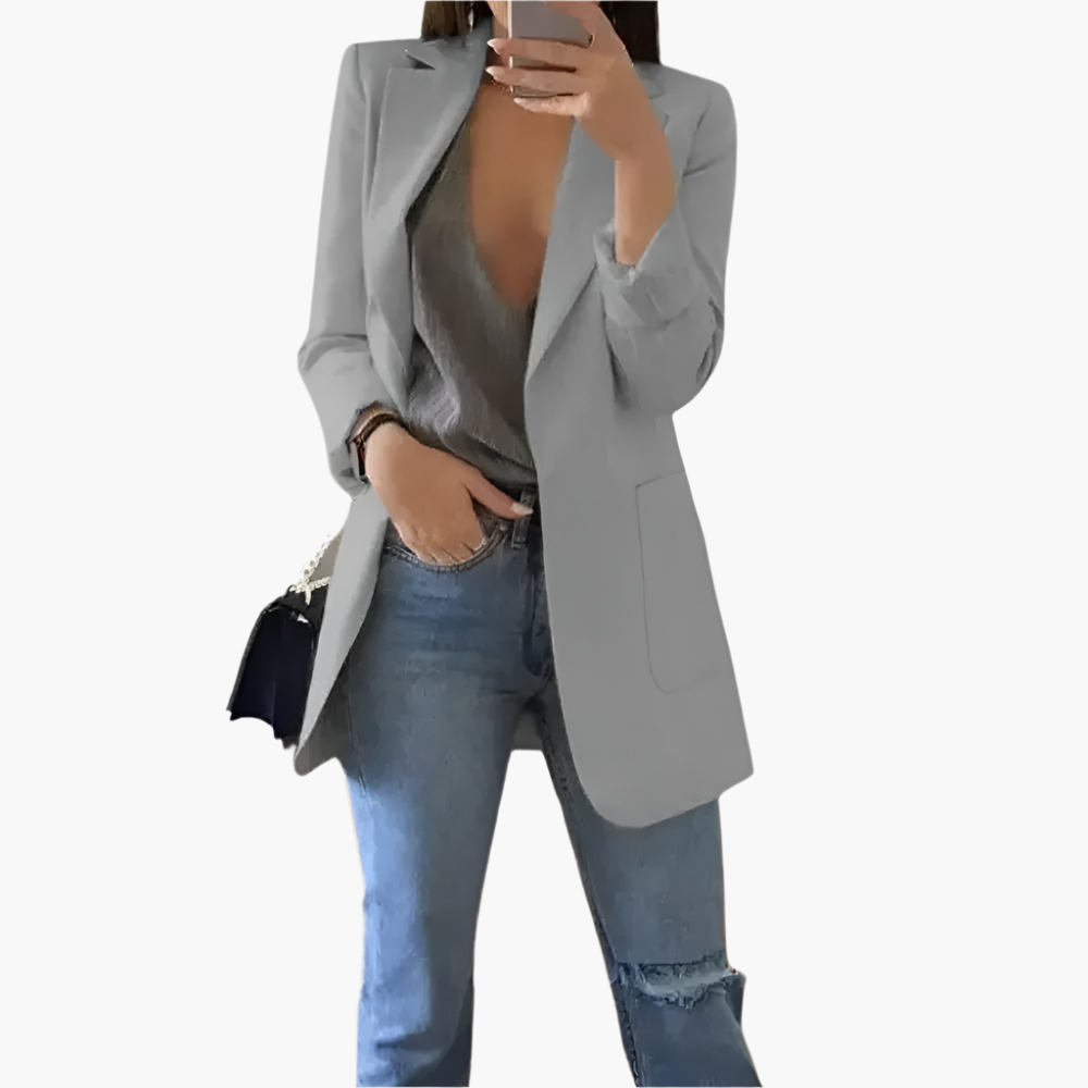 Women's Elegant Long Blazer – Versatile Tailored Office & Casual Jacket