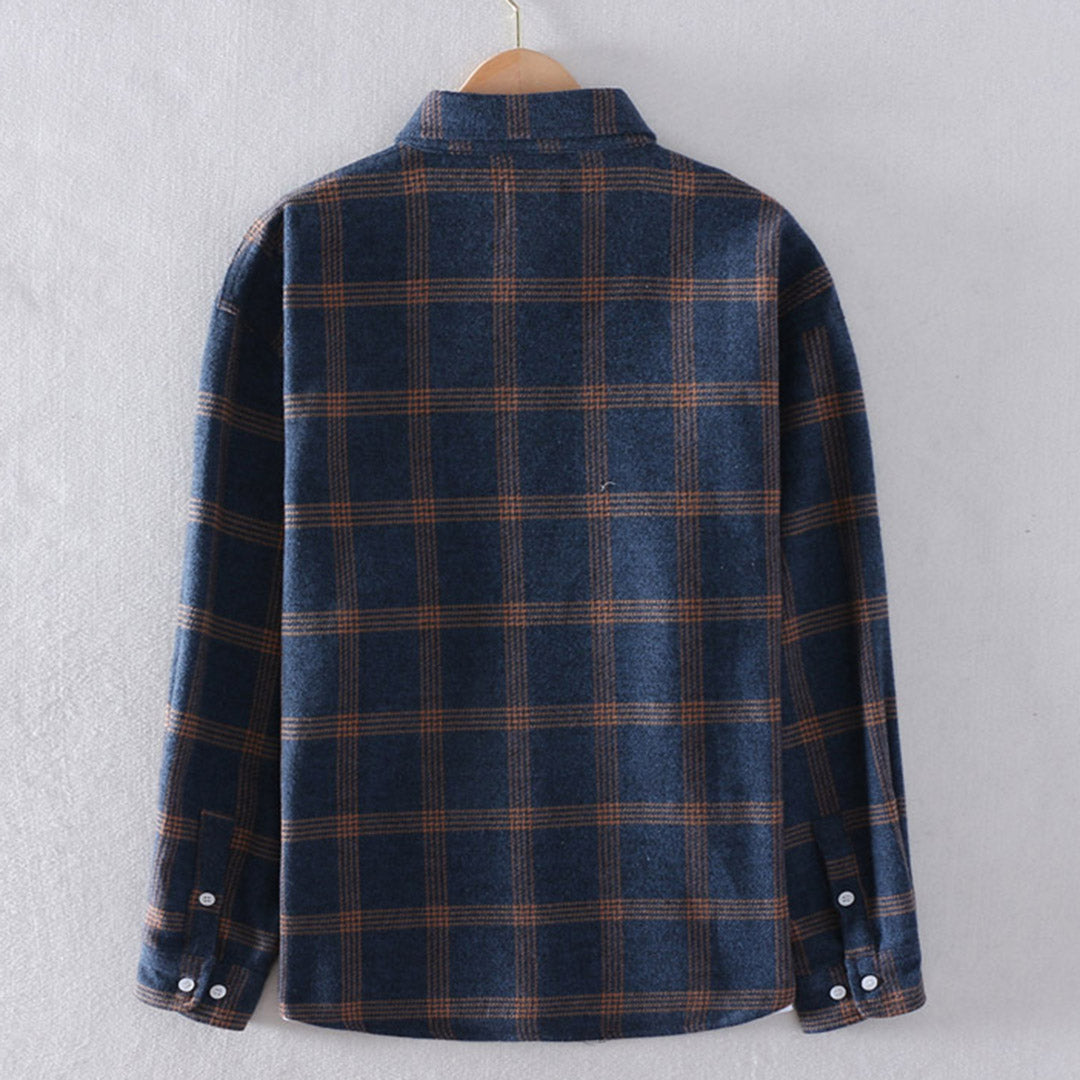 Men's Classic Plaid Flannel Button-Up Casual Shirt