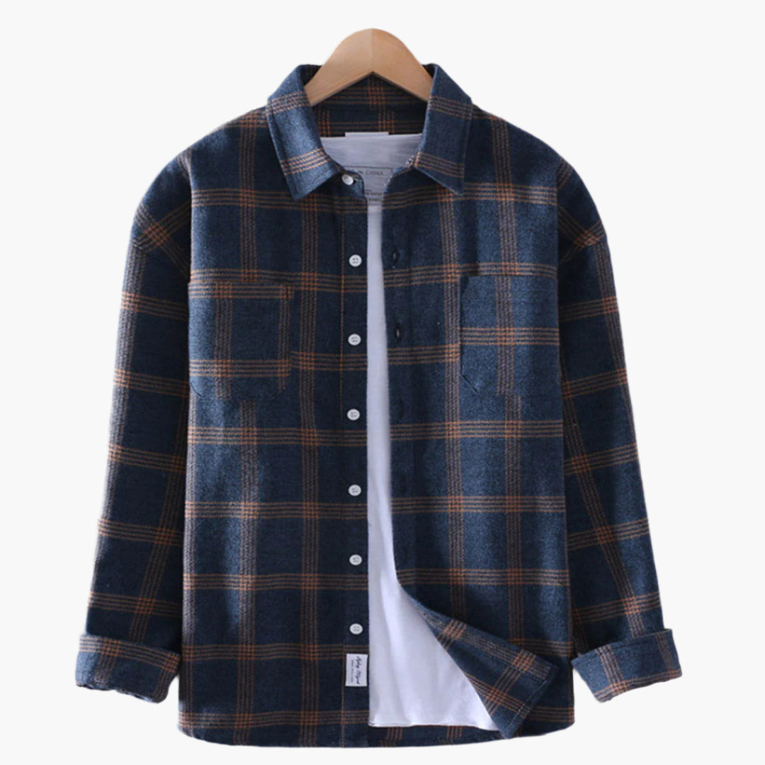 Men's Classic Plaid Flannel Button-Up Casual Shirt