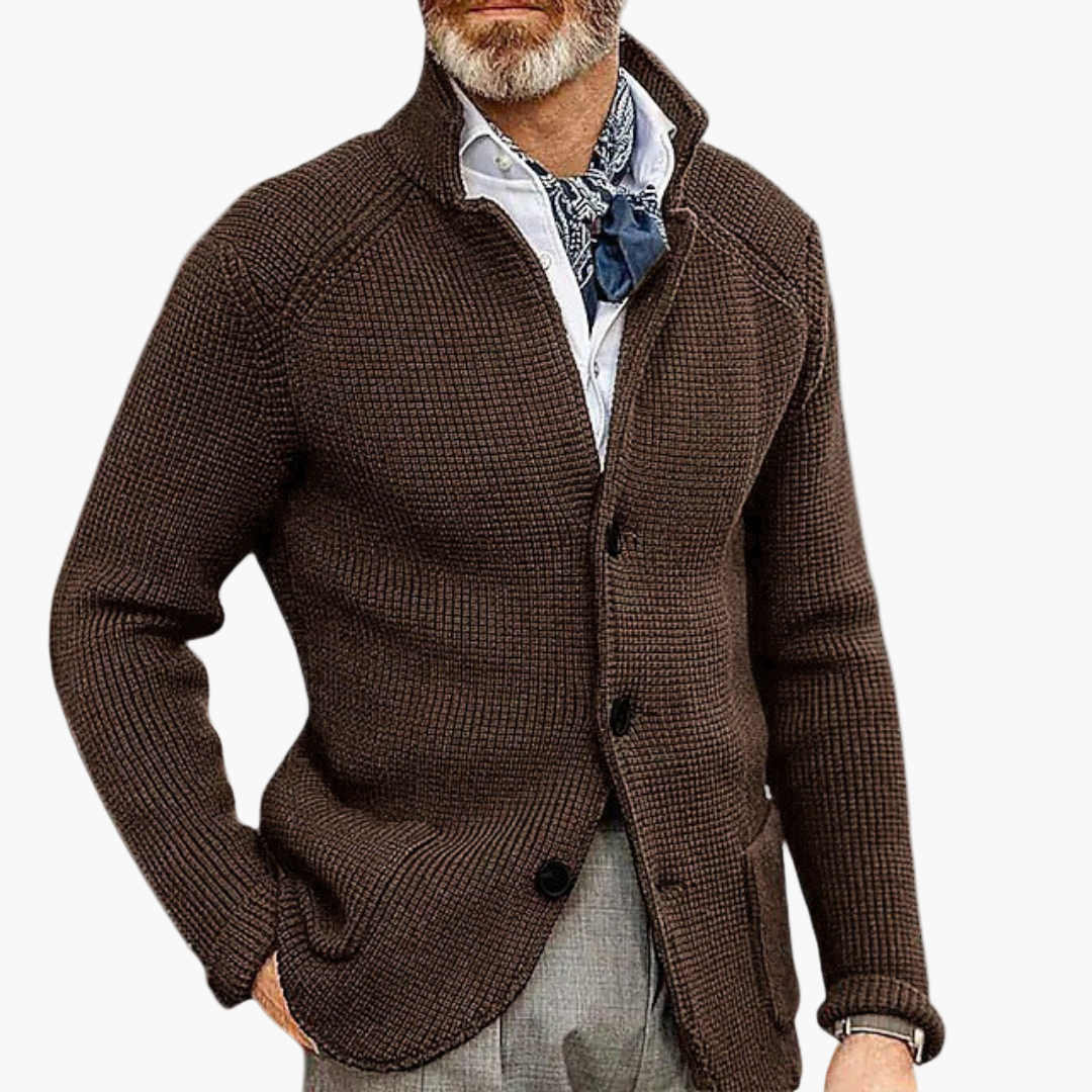 Men's Classic Knitted Button-Up Cardigan Sweater for Smart Casual Style