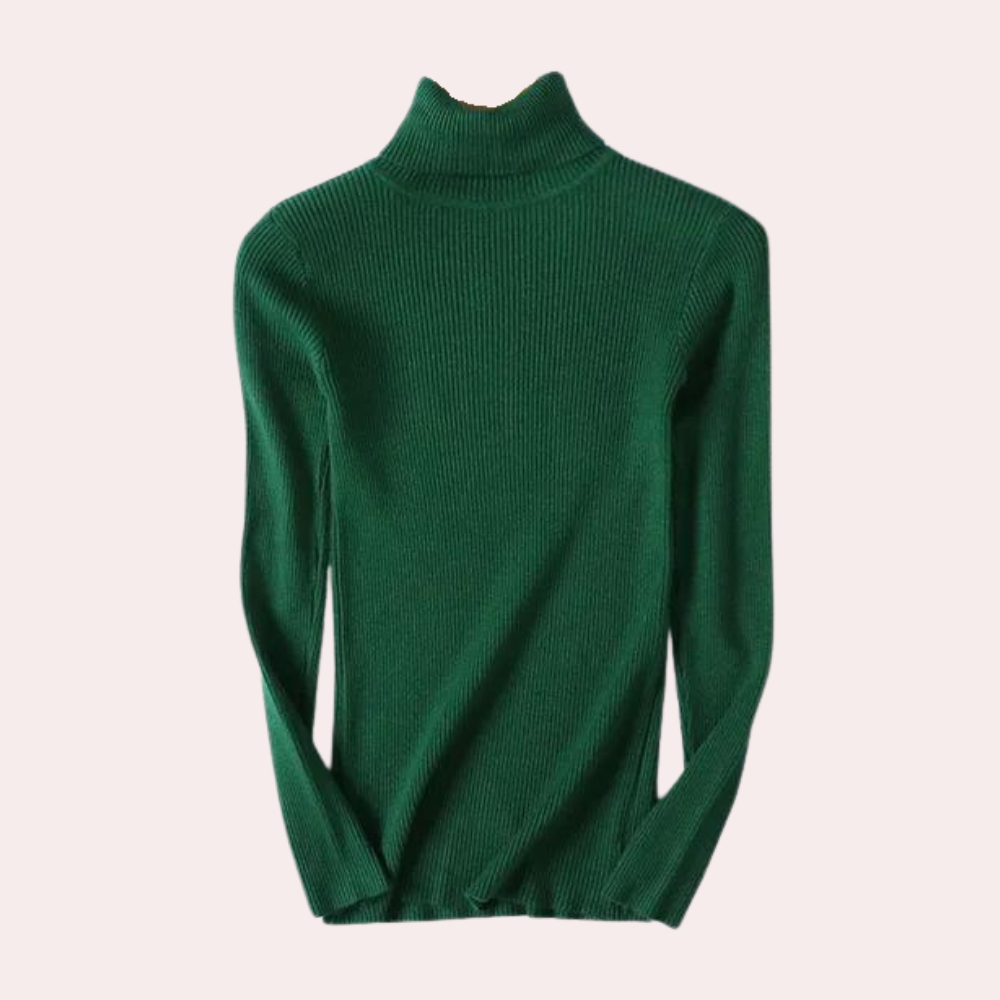 Women's Ribbed Turtleneck Knit Sweater – Elegant Casual Style for Versatile Outfits