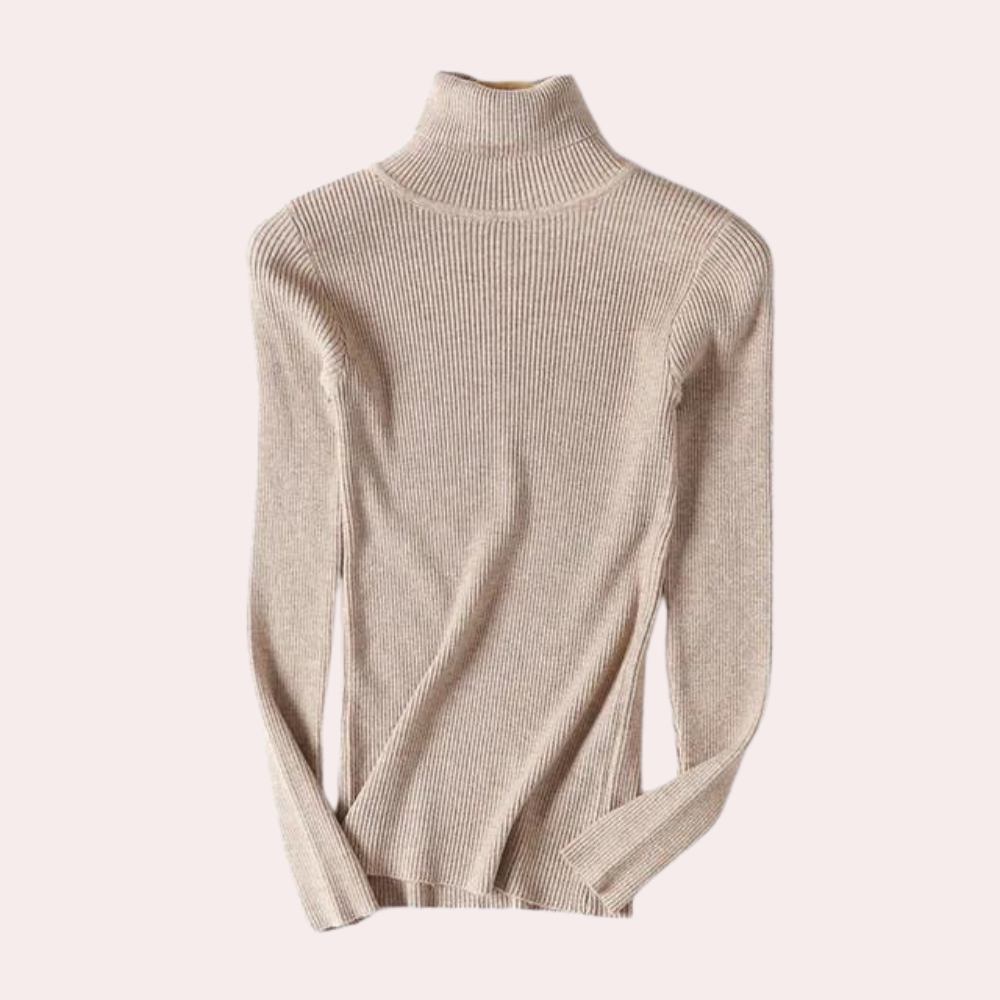 Women's Ribbed Turtleneck Knit Sweater – Elegant Casual Style for Versatile Outfits