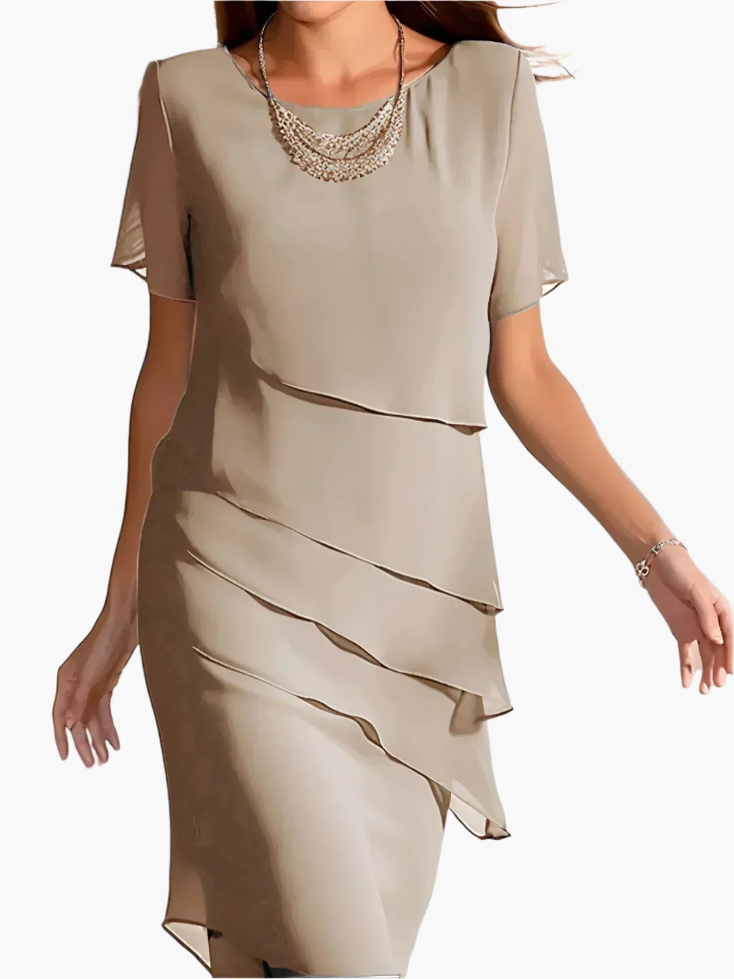 Women's Elegant Figure-Flattering Layered Dress for Special Occasions