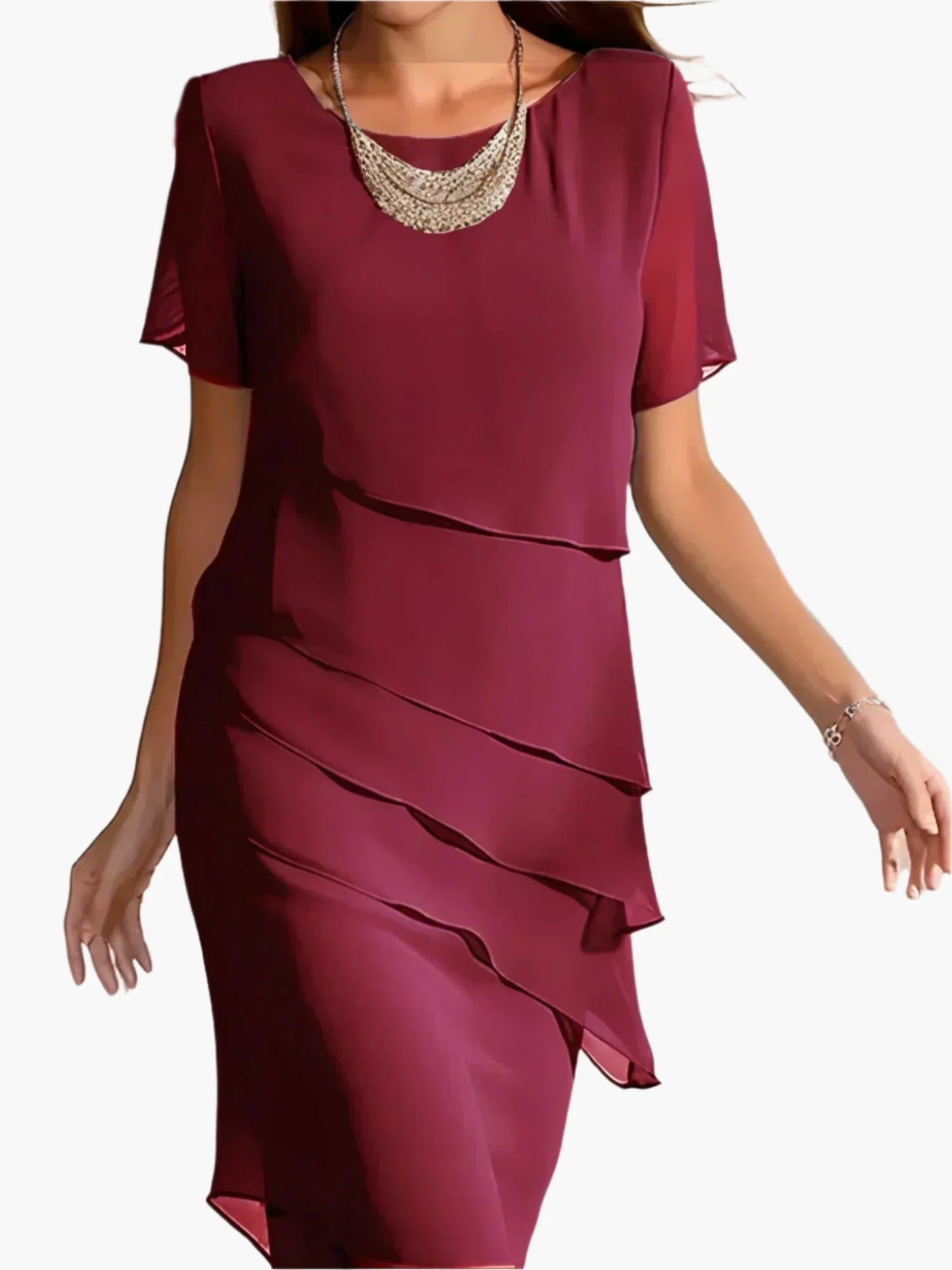 Women's Elegant Figure-Flattering Layered Dress for Special Occasions