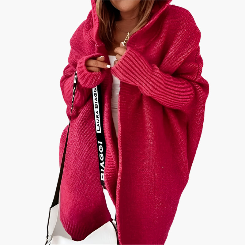 Women's Cozy Hooded Open Front Cardigan – Stylish Oversized Knit for Fall and Winter