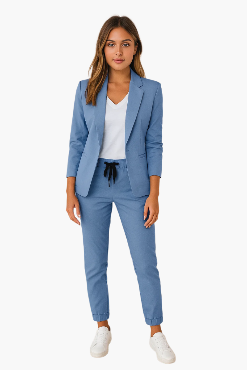Women's Elegant Jogger Suit Set – Modern Blazer and Pants Outfit for Work and Casual Events