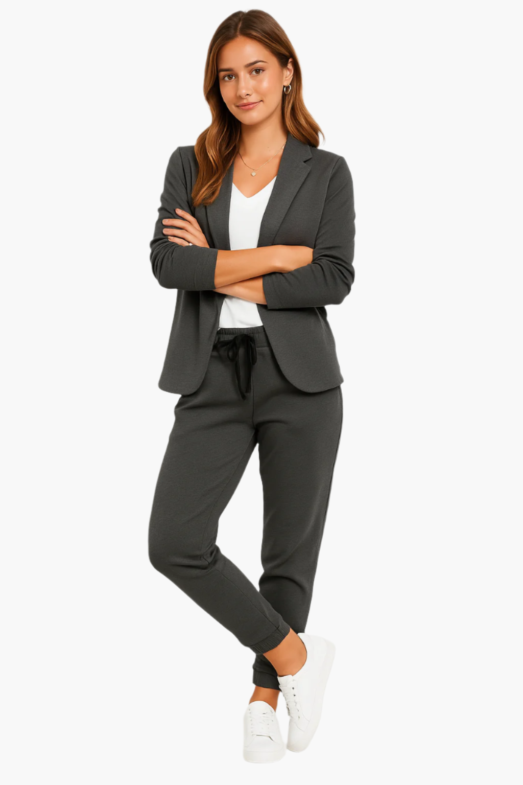 Women's Elegant Jogger Suit Set – Modern Blazer and Pants Outfit for Work and Casual Events