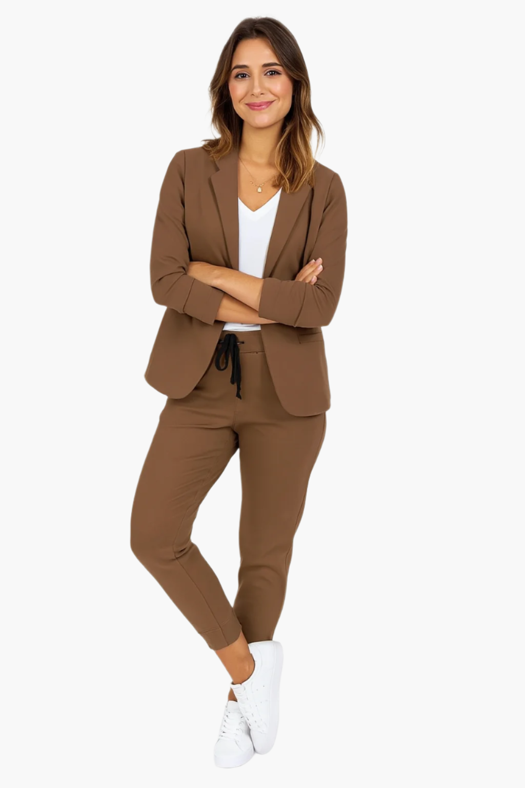 Women's Elegant Jogger Suit Set – Modern Blazer and Pants Outfit for Work and Casual Events