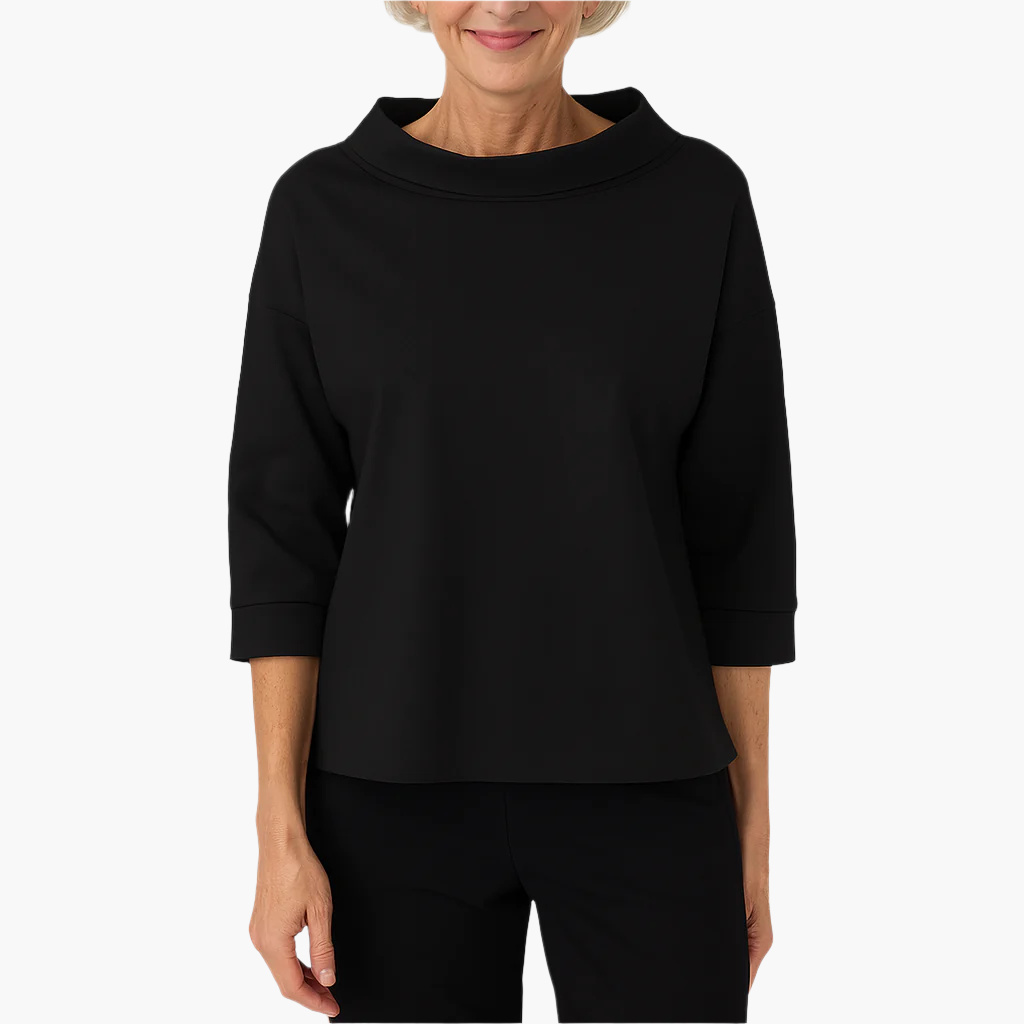Women's Elegant 3/4 Sleeve High Collar Top – Versatile Everyday and Formal Style