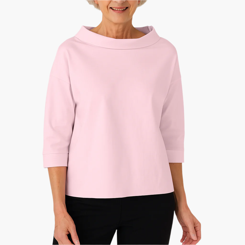 Women's Elegant 3/4 Sleeve High Collar Top – Versatile Everyday and Formal Style
