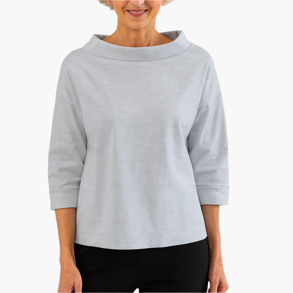Women's Elegant 3/4 Sleeve High Collar Top – Versatile Everyday and Formal Style