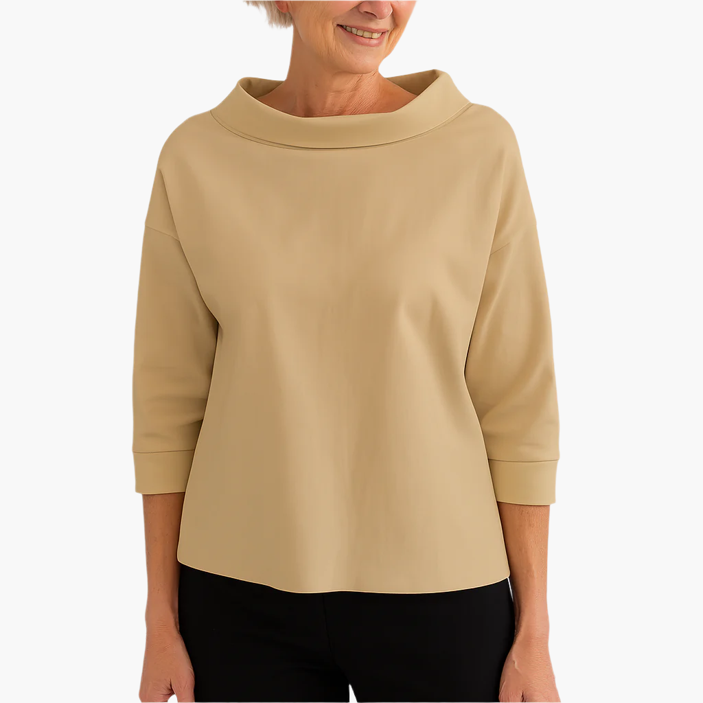 Women's Elegant 3/4 Sleeve High Collar Top – Versatile Everyday and Formal Style