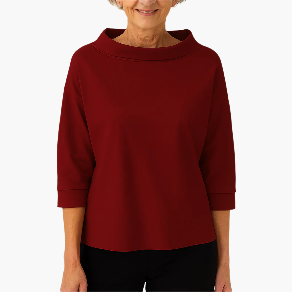 Women's Elegant 3/4 Sleeve High Collar Top – Versatile Everyday and Formal Style