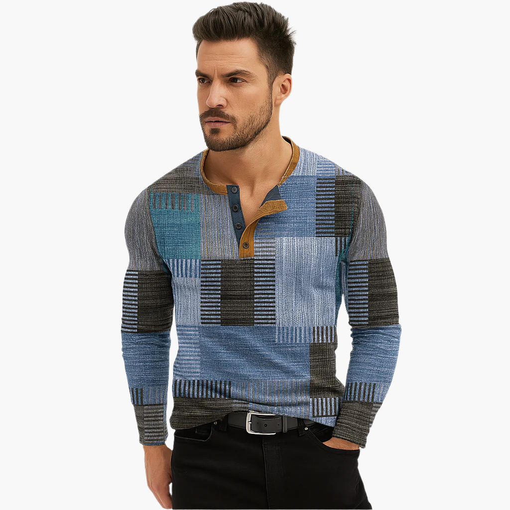Men's Casual Patchwork Knit Pullover Sweater – Modern Autumn Winter Style