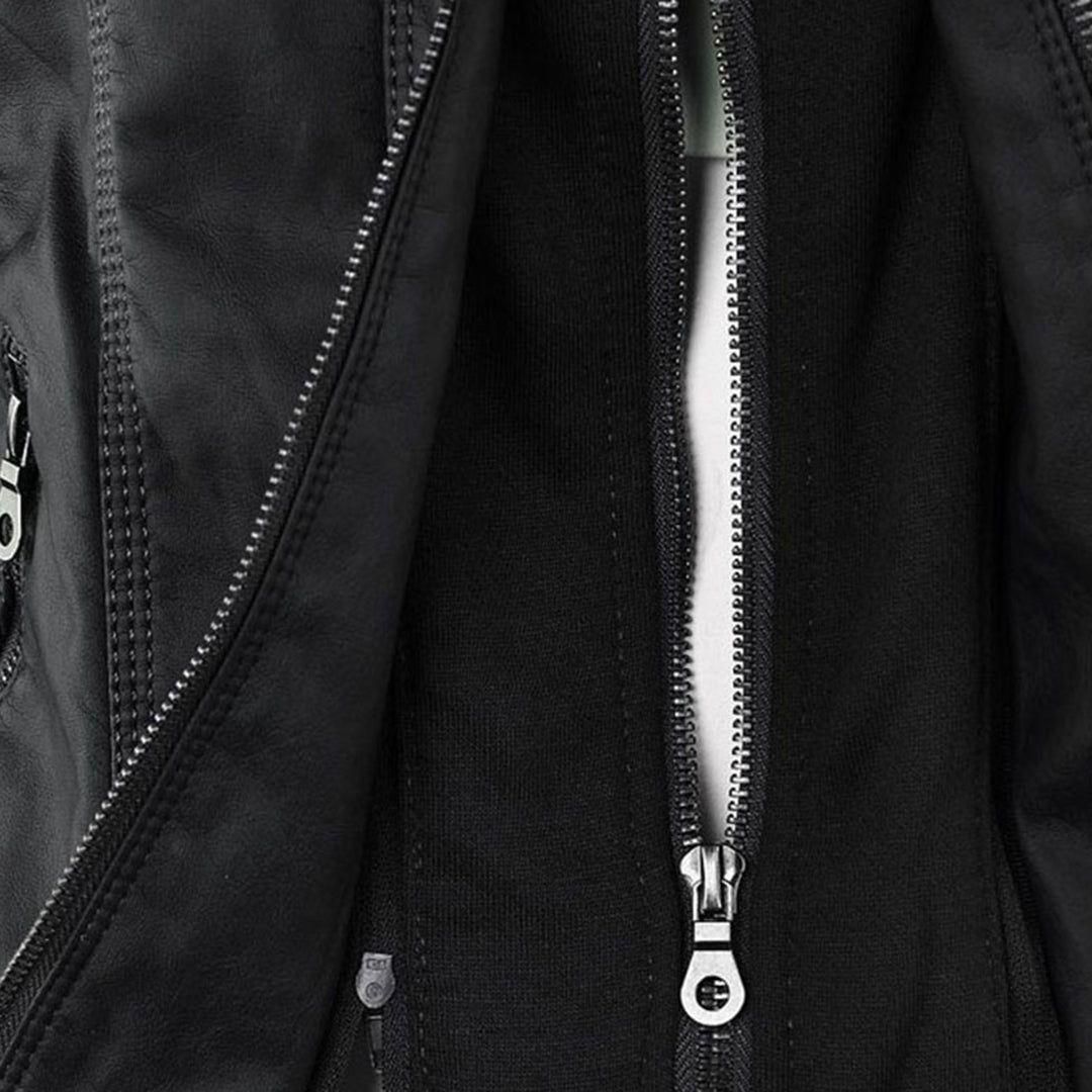 Women's Vegan Leather Hooded Moto Jacket with Zipper – Stylish and Functional Fall Outerwear