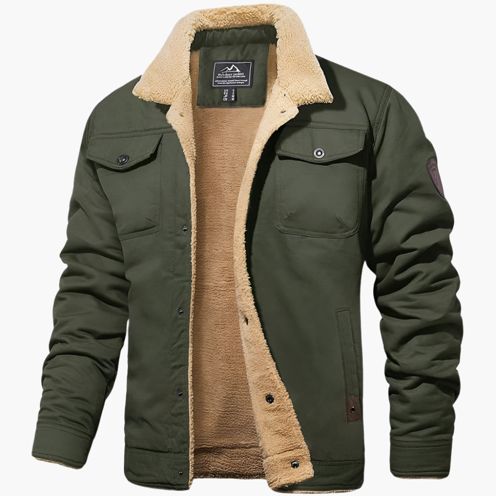 Men's Vintage Winter Bomber Jacket with Sherpa Lining – Stylish and Warm Casual Outerwear
