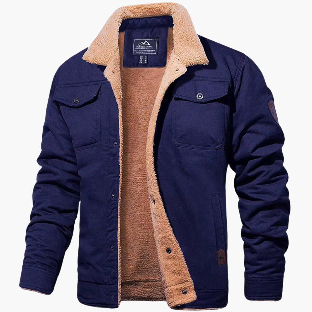 Men's Vintage Winter Bomber Jacket with Sherpa Lining – Stylish and Warm Casual Outerwear