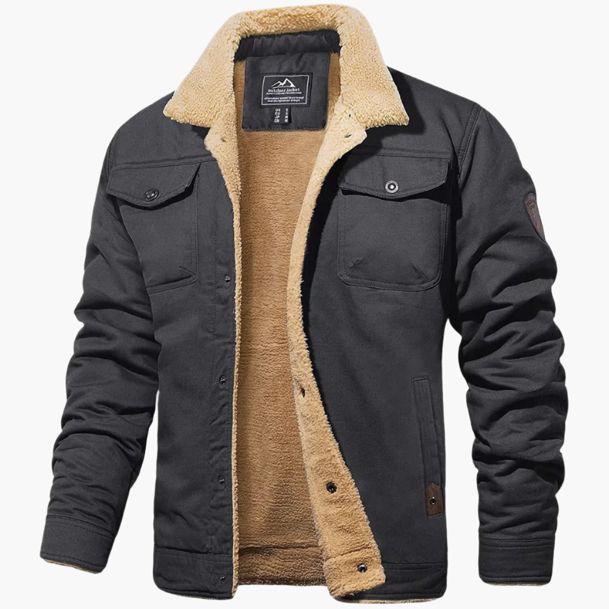 Men's Vintage Winter Bomber Jacket with Sherpa Lining – Stylish and Warm Casual Outerwear