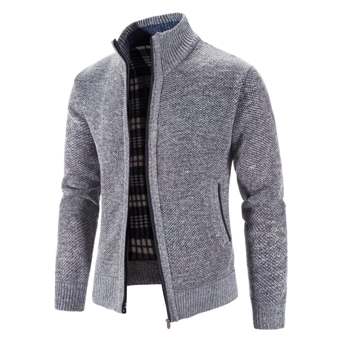 Men's Modern Zip-Up Knit Cardigan Sweater – Stylish Everyday and Office Wear
