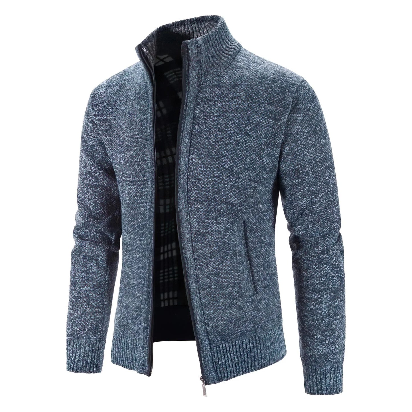 Men's Modern Zip-Up Knit Cardigan Sweater – Stylish Everyday and Office Wear