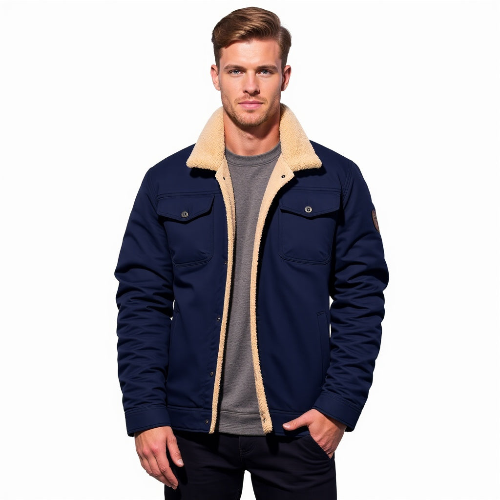 Men's Vintage Winter Bomber Jacket with Sherpa Lining – Stylish and Warm Casual Outerwear