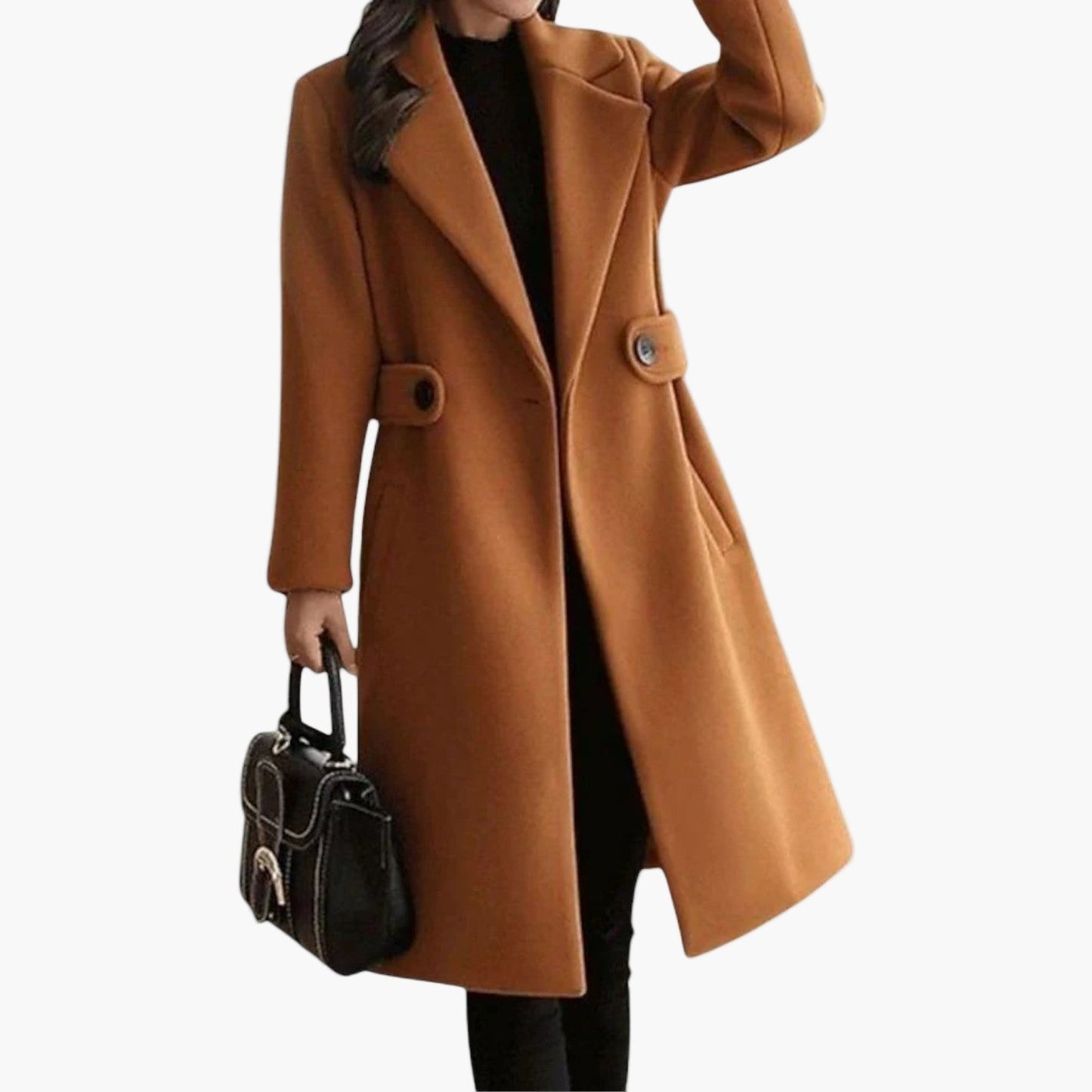 Women's Classic Long Belted Winter Overcoat - Elegant Tailored Dress Coat