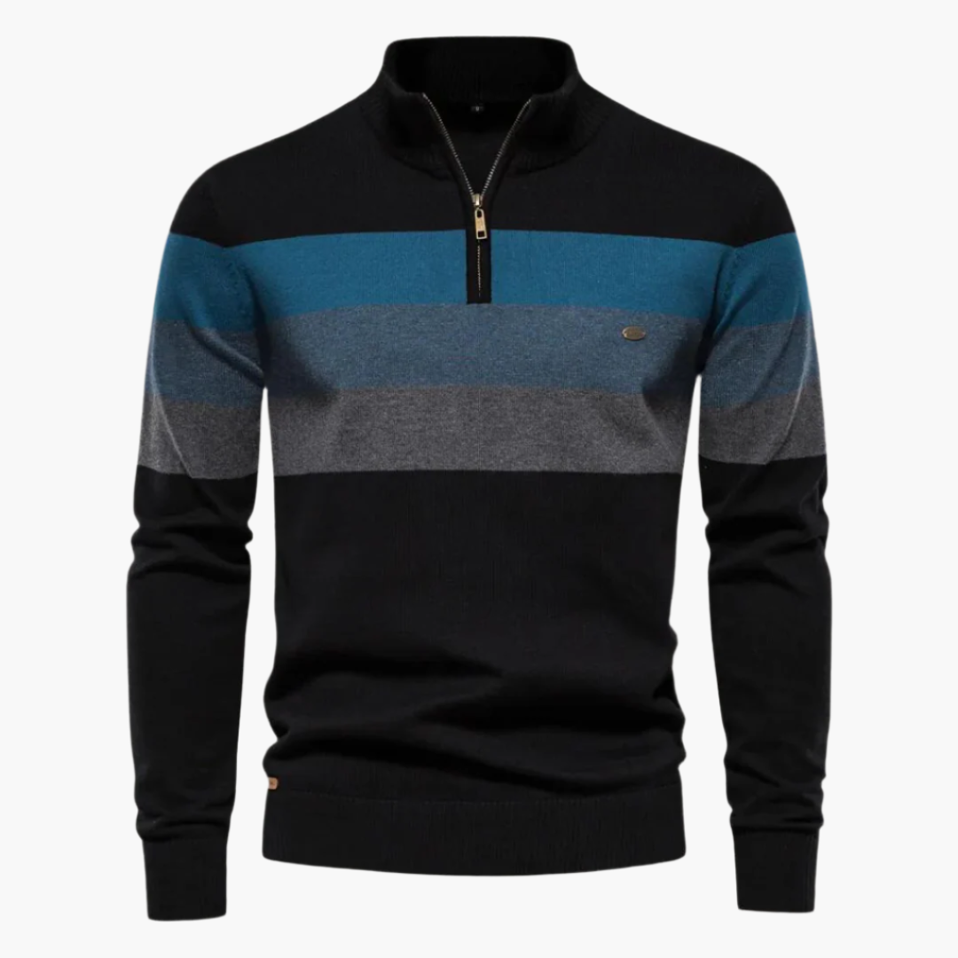Men's Striped Quarter-Zip Sweater Classic Style for Everyday Wear