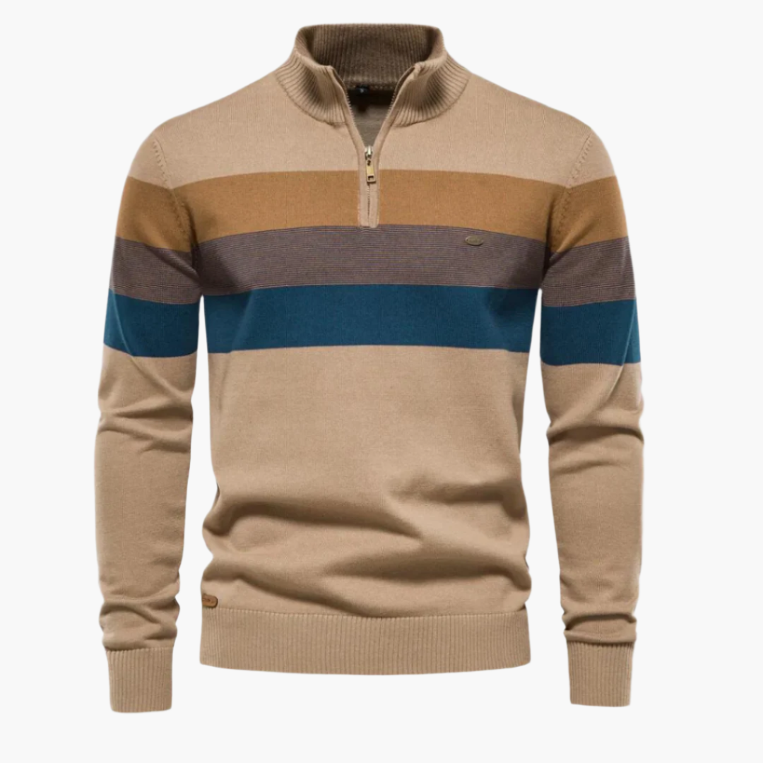 Men's Striped Quarter-Zip Sweater Classic Style for Everyday Wear