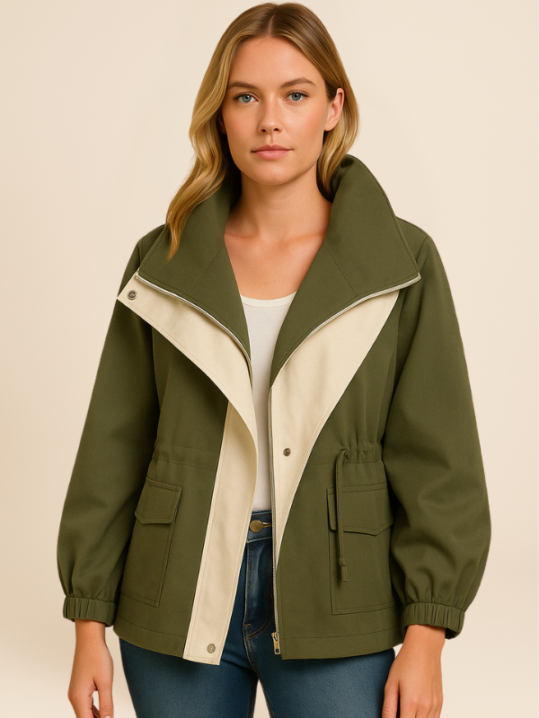 Women's Oversized Casual Layered Windbreaker Jacket