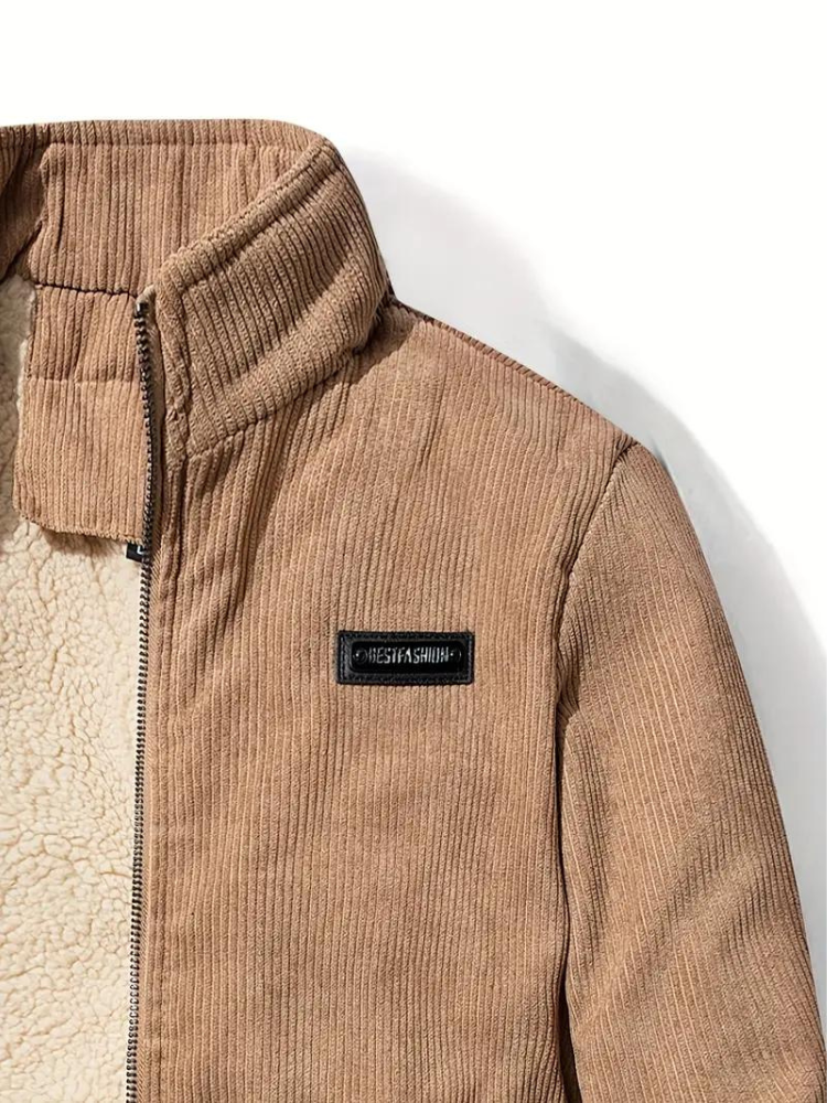 Men's Casual Winter Corduroy Jacket with Warm Fleece Lining