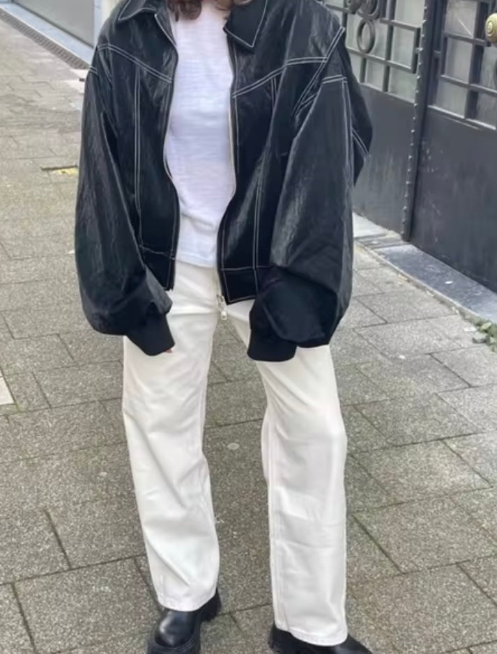 Women's Oversized Bomber Jacket – Trendy Streetwear Casual Zip-Up Comfort Fit