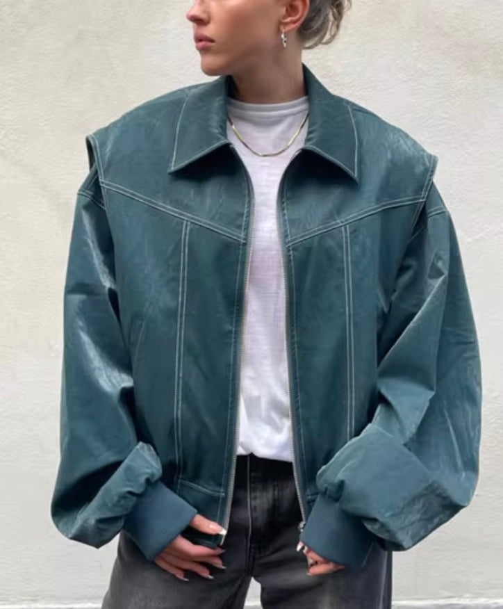Women's Oversized Bomber Jacket – Trendy Streetwear Casual Zip-Up Comfort Fit