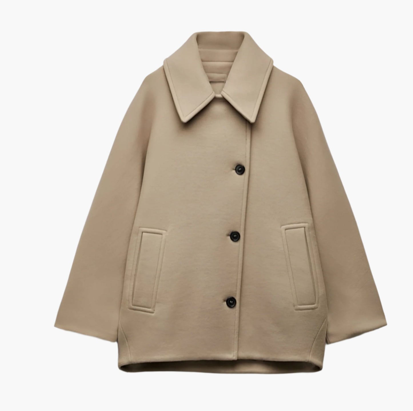 Women's Oversized Double-Breasted Wool Blend Coat – Boxy Fit, Classic Lapel, Chic Urban Style