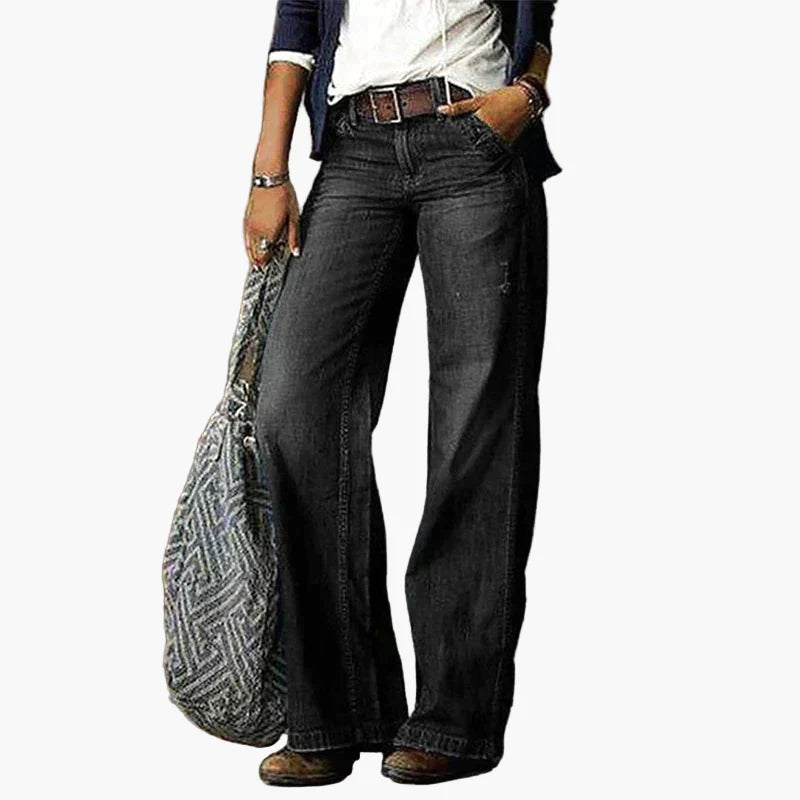 Women's High Waist Wide Leg Jeans Vintage Style Casual Denim