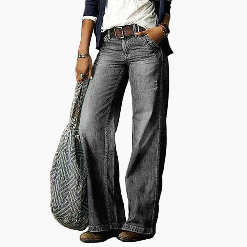 Women's High Waist Wide Leg Jeans Vintage Style Casual Denim