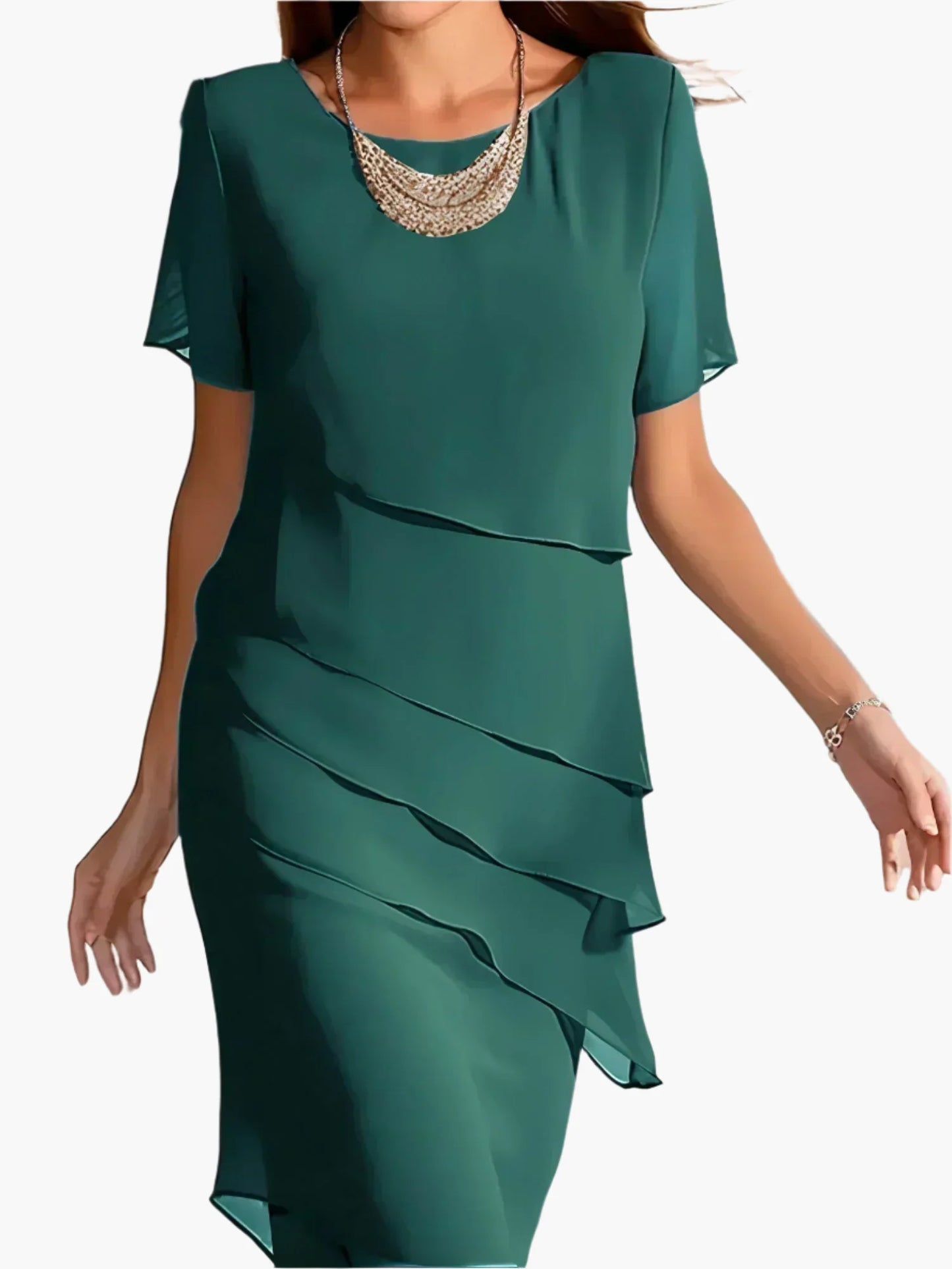 Women's Elegant Figure-Flattering Layered Dress for Special Occasions
