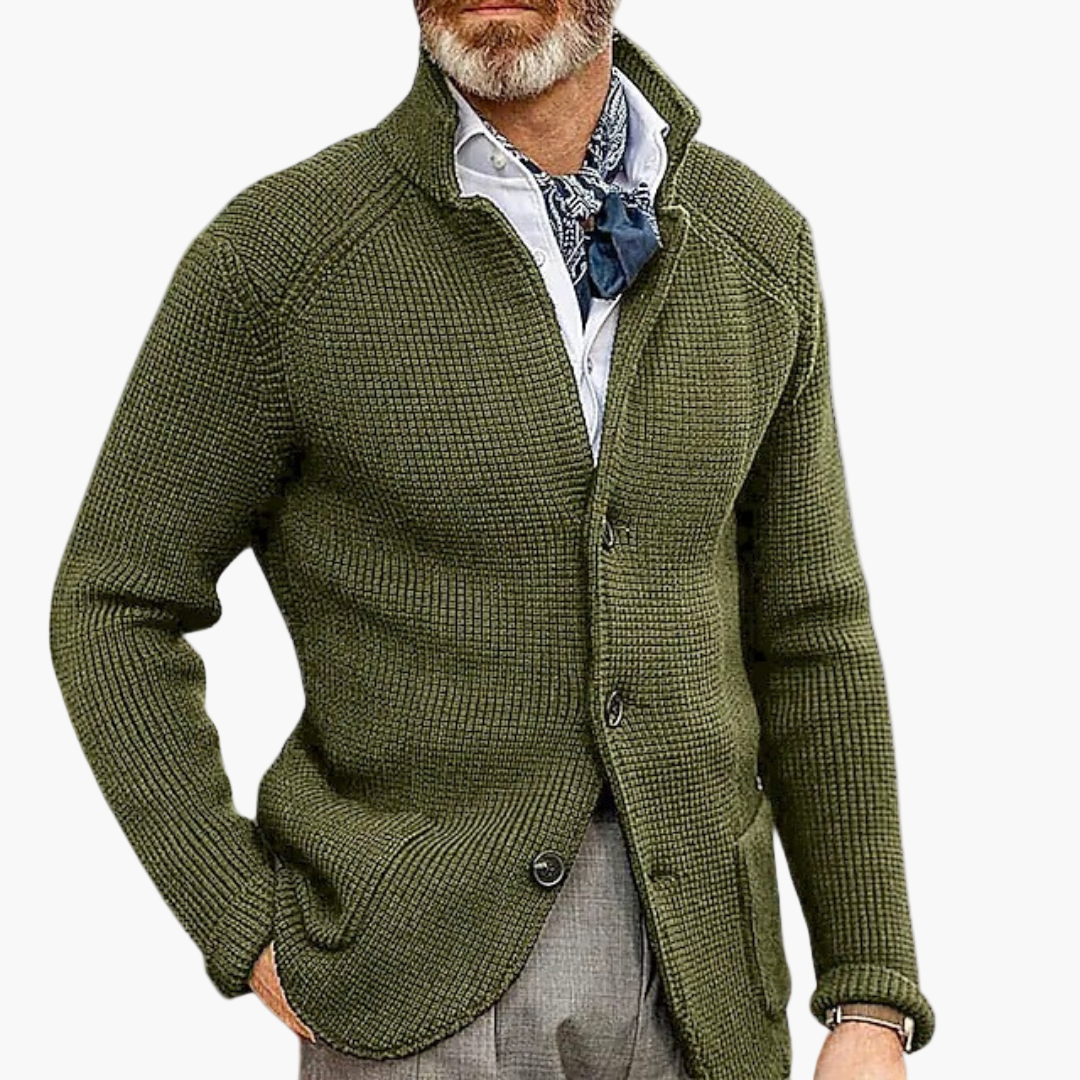 Men's Classic Knitted Button-Up Cardigan Sweater for Smart Casual Style