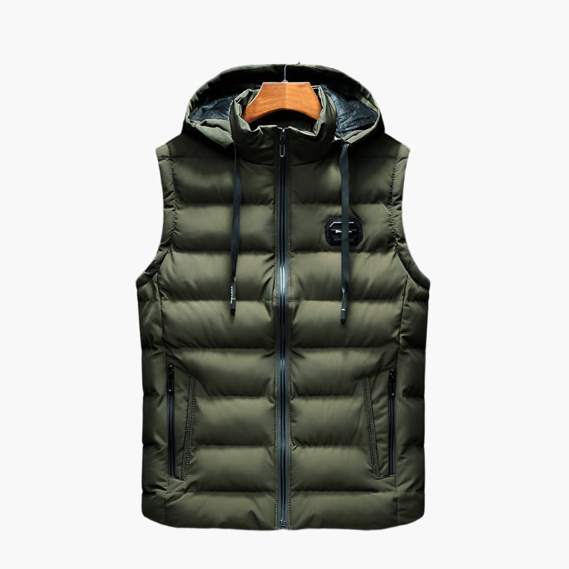 Men's Thermal Puffer Vest with Hood – Modern Outdoor Casual Style