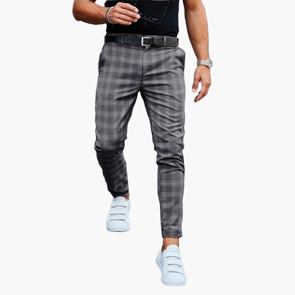 Men's Slim Fit Plaid Casual Chino Pants – Trendy Checkered Trousers for Everyday Style